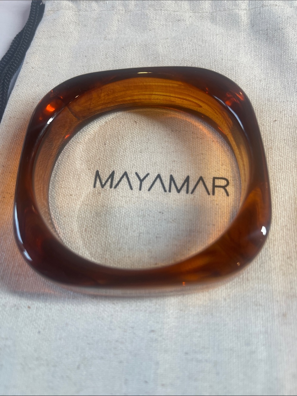 Square Tortoiseshell Resin Bangle Bracelet - Brown by Mayamar